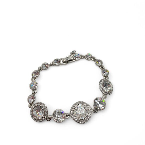 Vintage GIVENCHY Crystal Silver-Tone Pave Tennis Bracelet Rhinestone Bracecelet - Picture 3 of 10